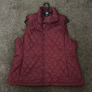 Lands' End Women's Quilted Vest - Burgundy